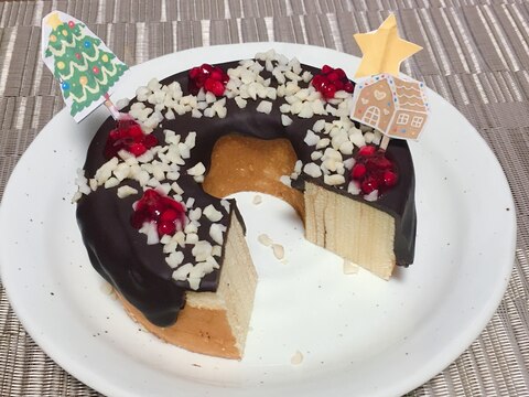 バームクーヘンでクリスマスケーキ